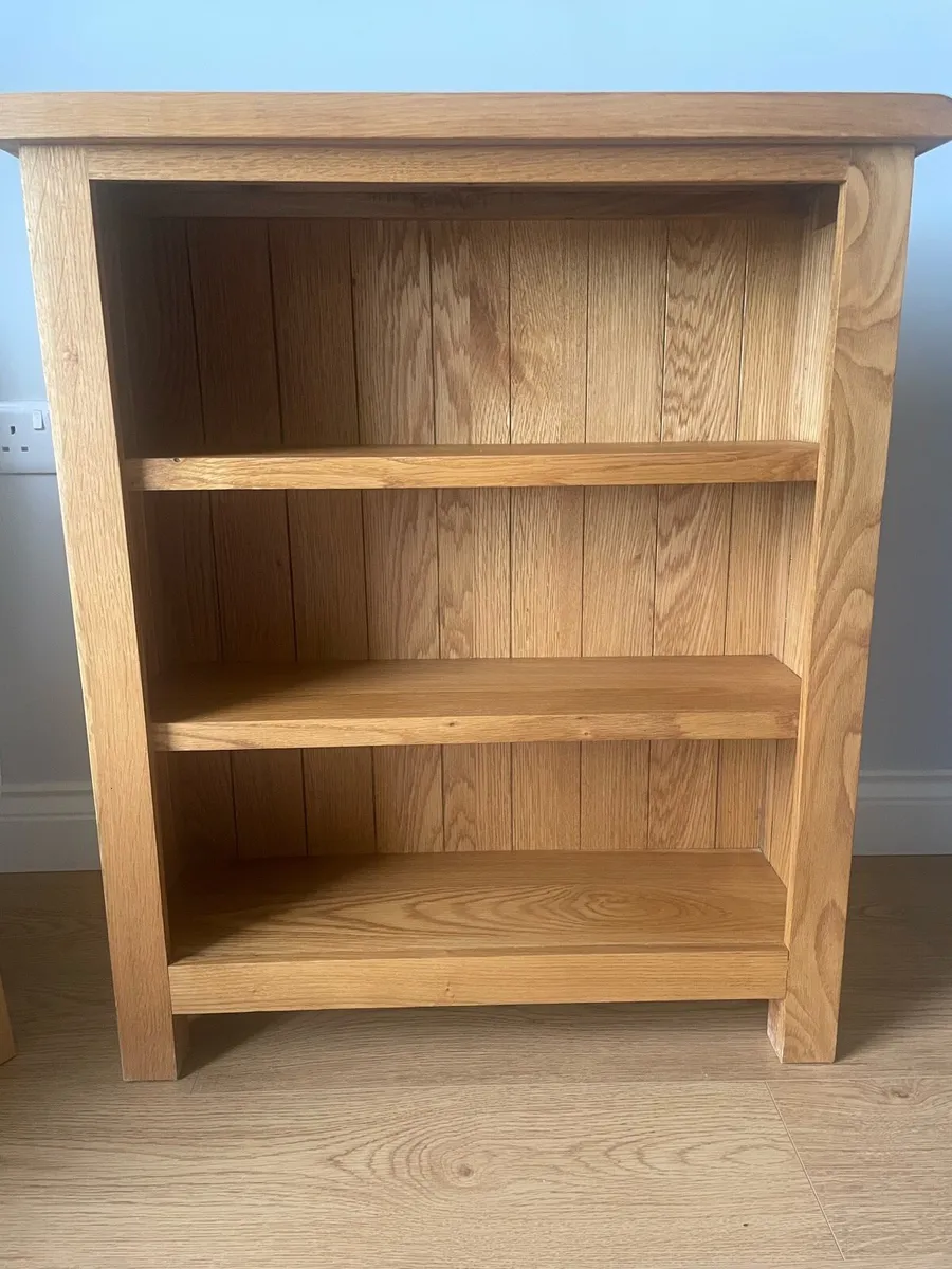 2 x solid oak book shelves