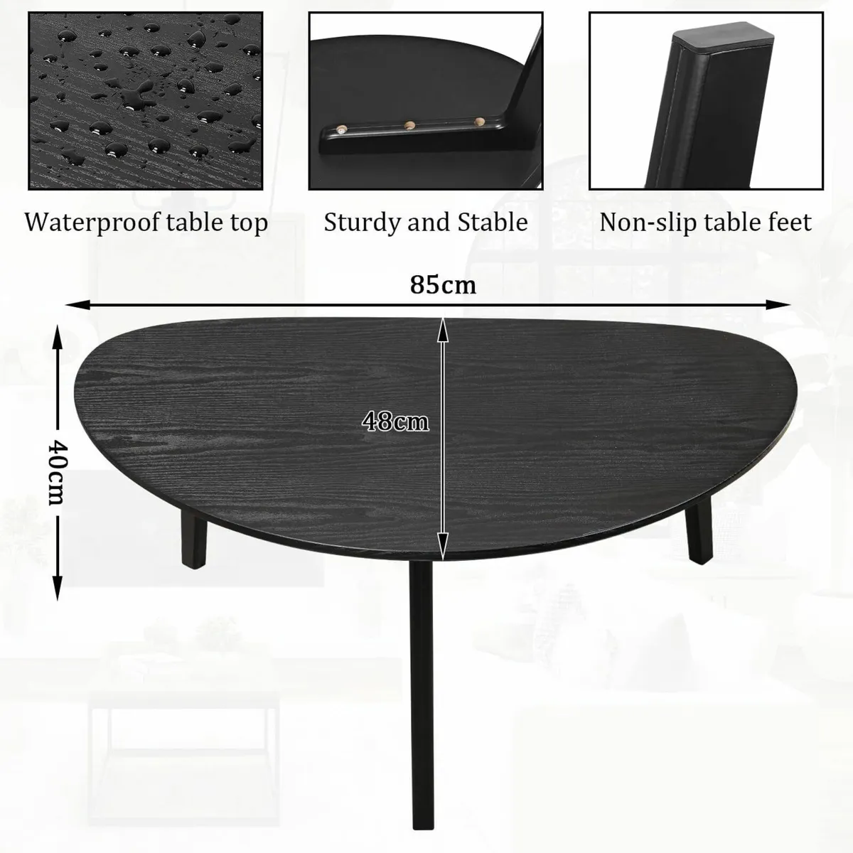 Wood Coffee Table, Lage Oval Coffee Tables 85cm - Image 3
