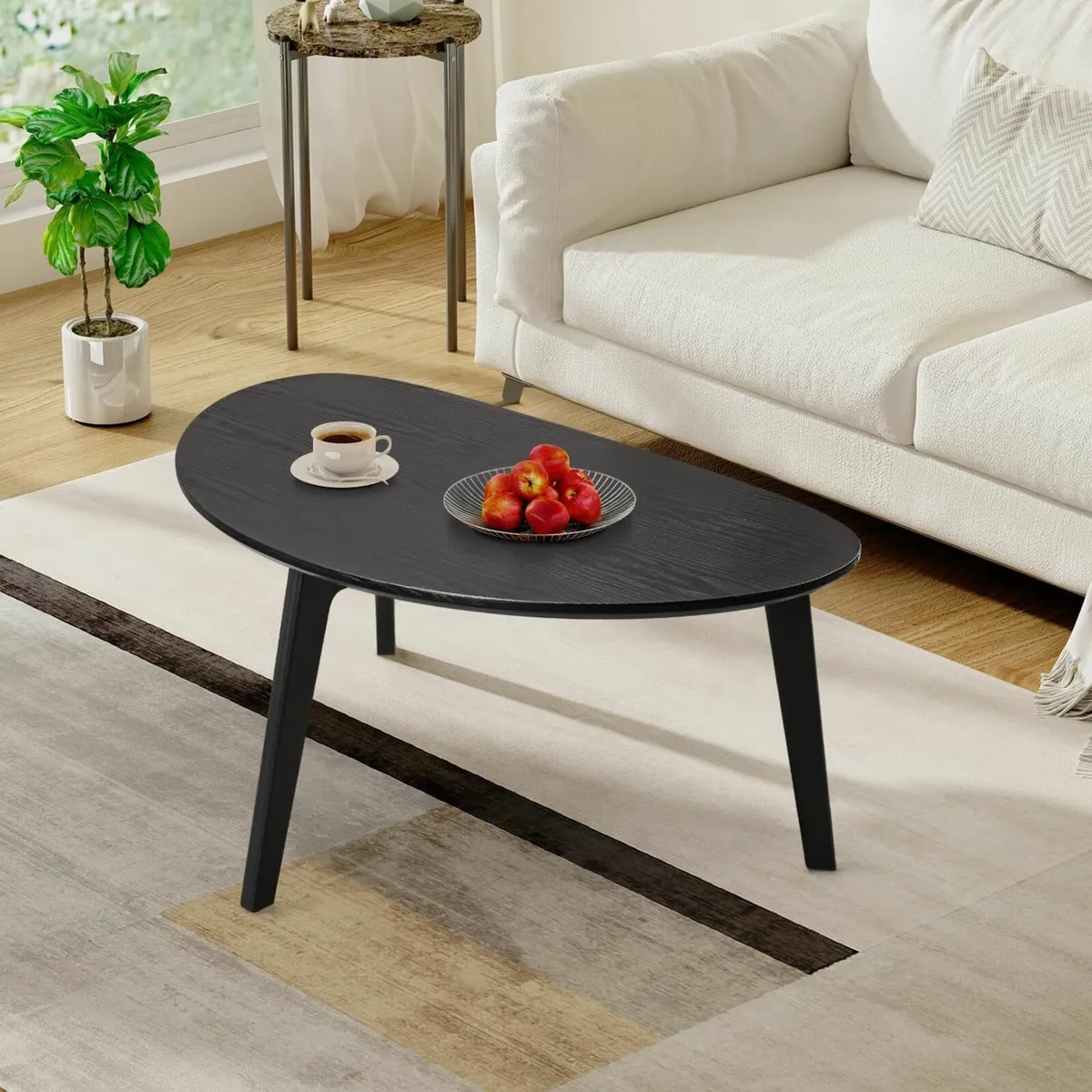 Wood Coffee Table, Lage Oval Coffee Tables 85cm - Image 1