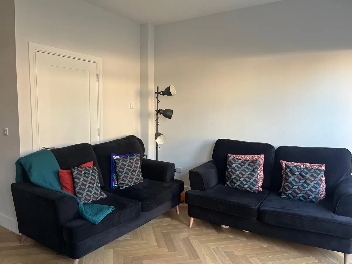 Two dark navy very nice 2 seater sofas for sale - Image 2