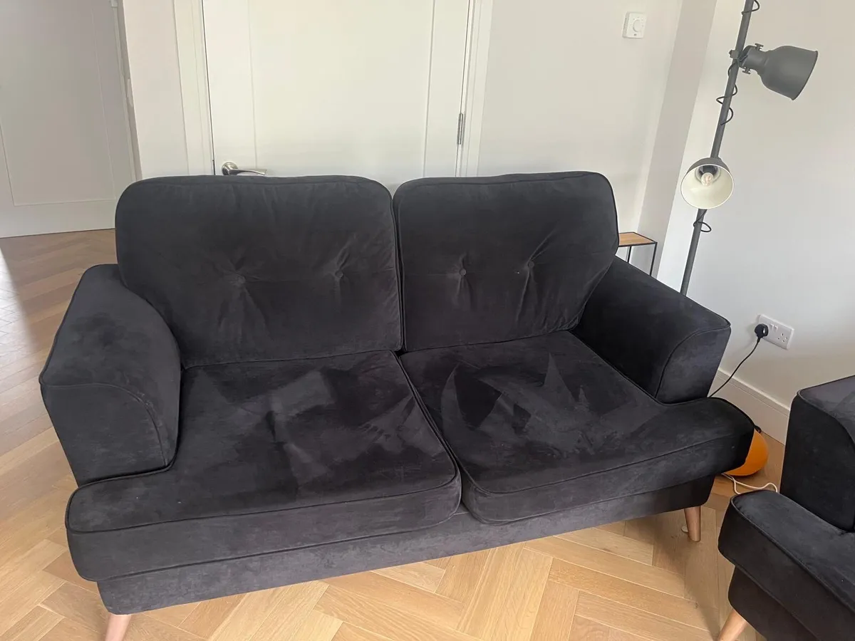 Two dark navy very nice 2 seater sofas for sale - Image 3