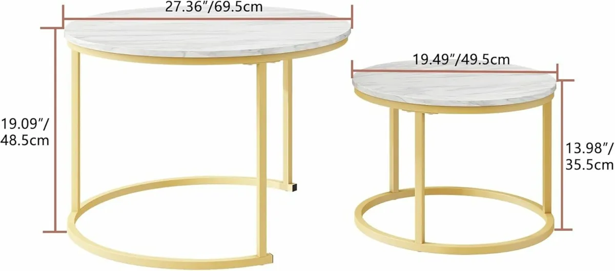 Round Coffee Table Set of 2  Home Office table - Image 3