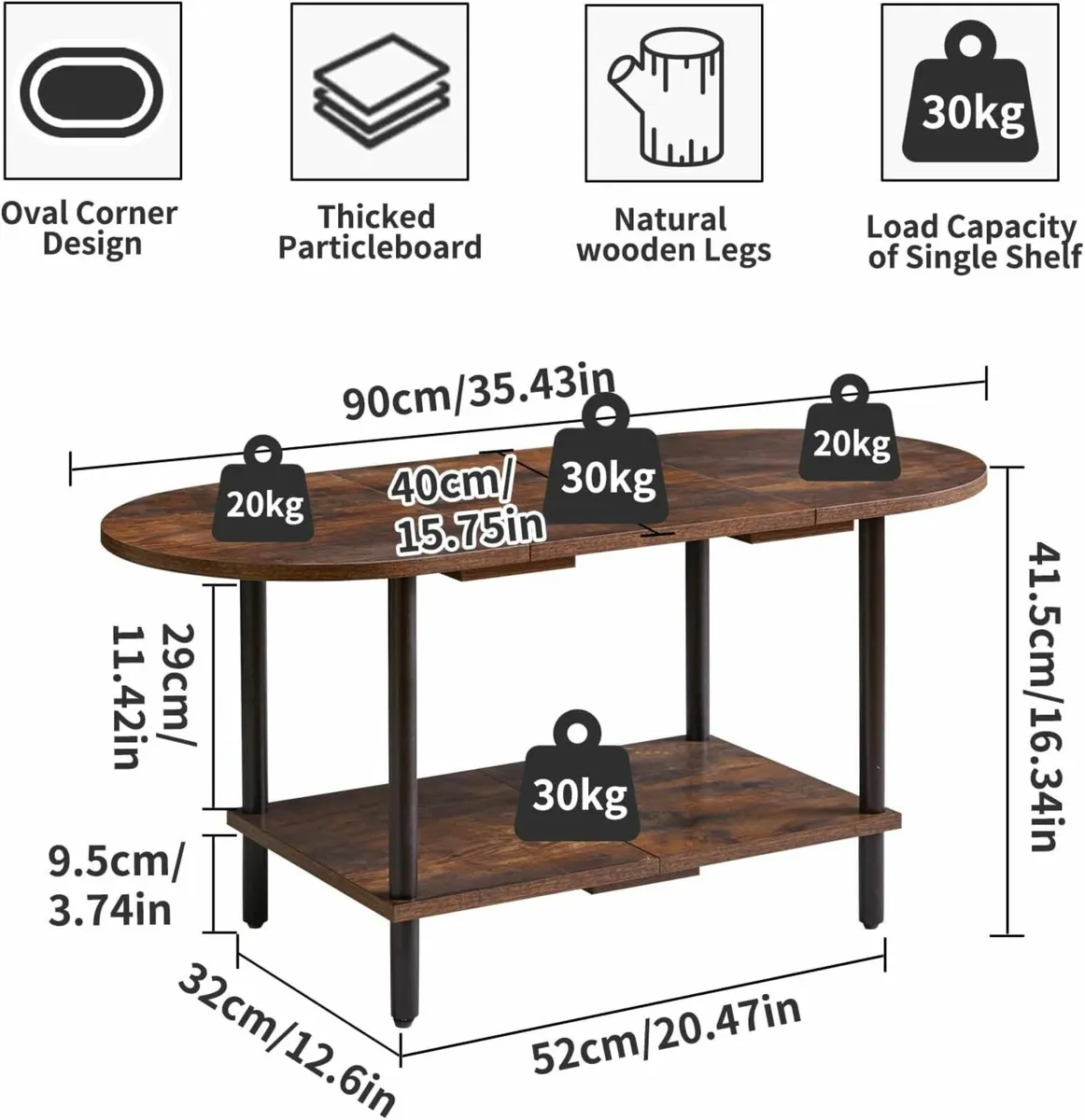 Living Room Table, Wooden Coffee Table Storage - Image 3