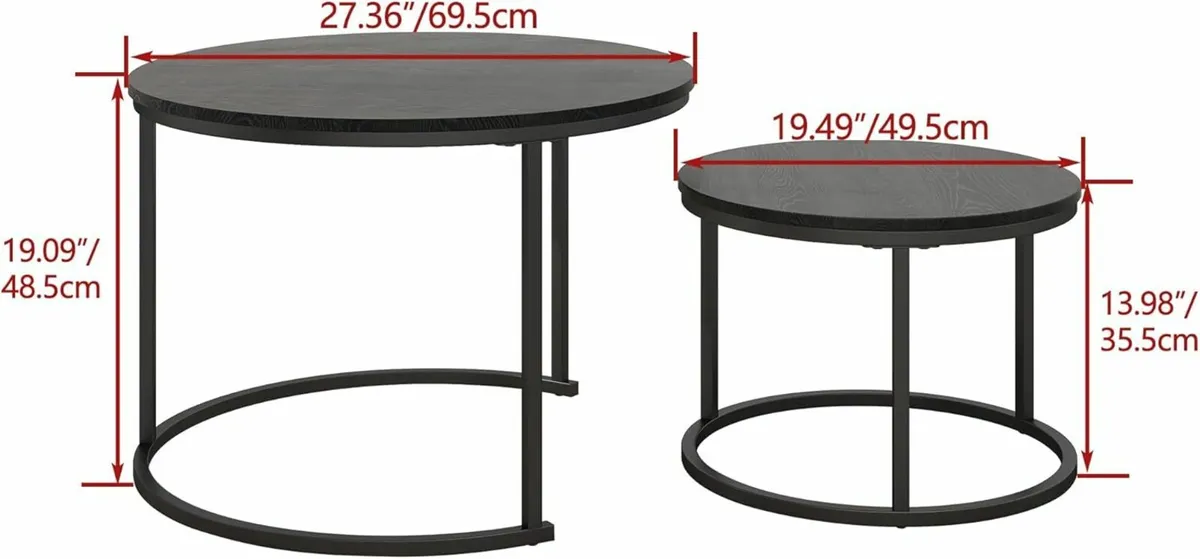 Coffee Table Side Table Set of 2 Living Room - Image 2