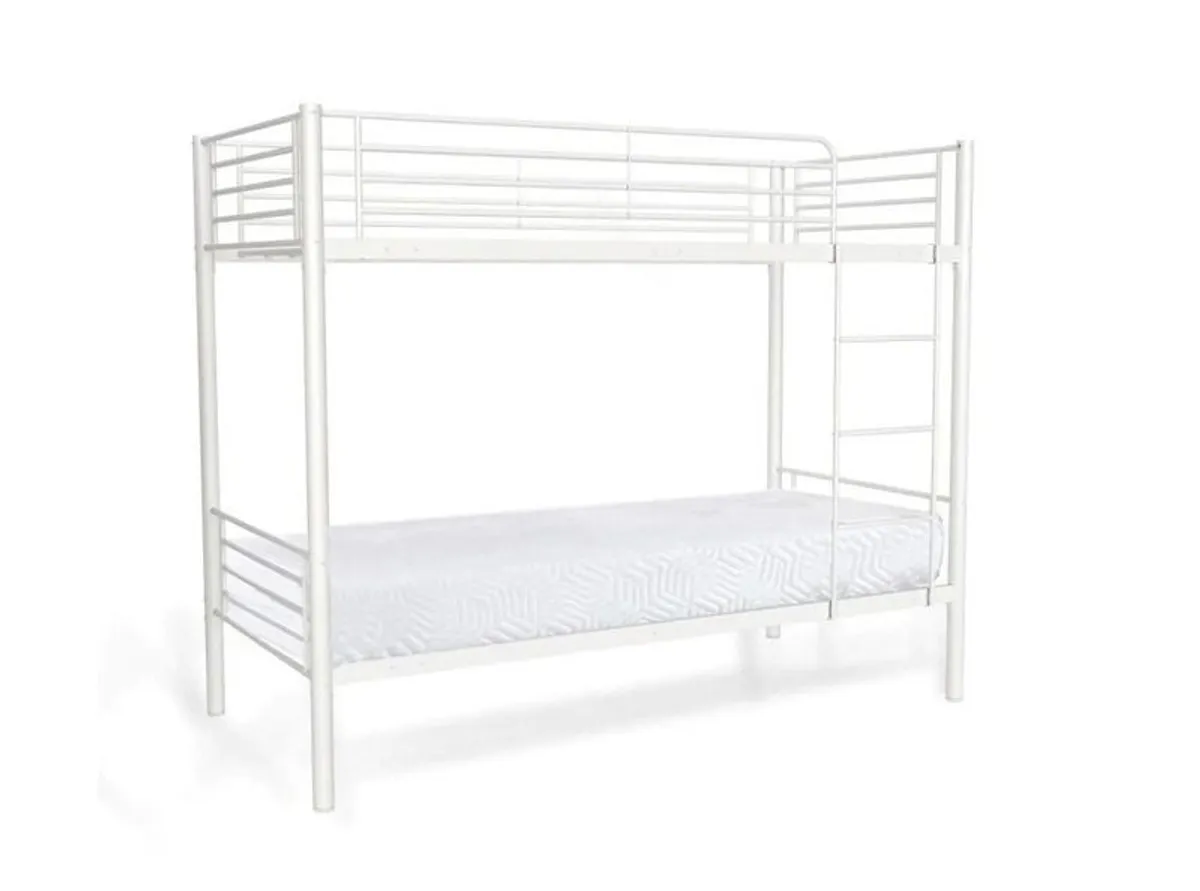 Metal Single Bunk Bed White Limited Offer! - Image 2