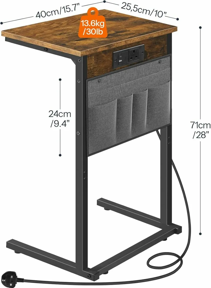 C Shaped Side Table, Bedside Table - Image 2