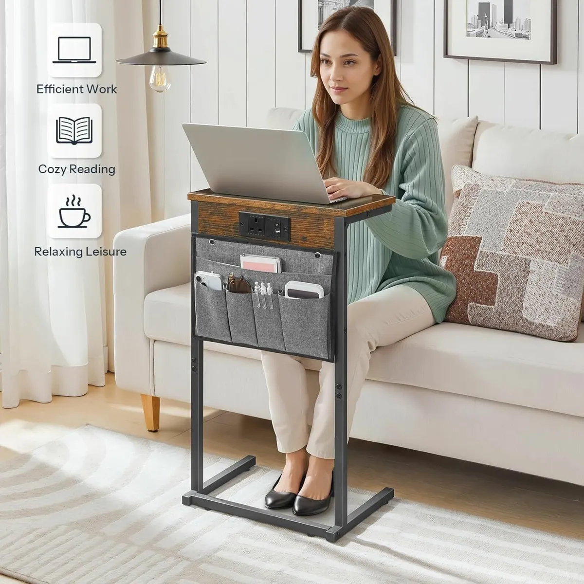 C Shaped Side Table, Bedside Table - Image 4