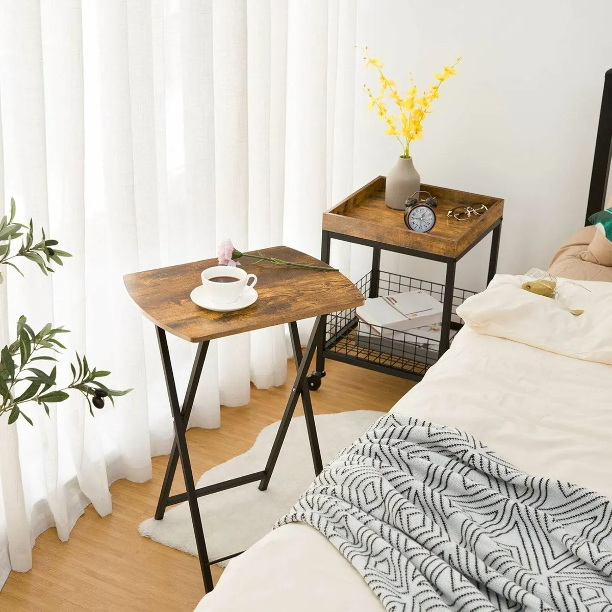 Side Table, Folding Tray Snack Dinner Tables - Image 3