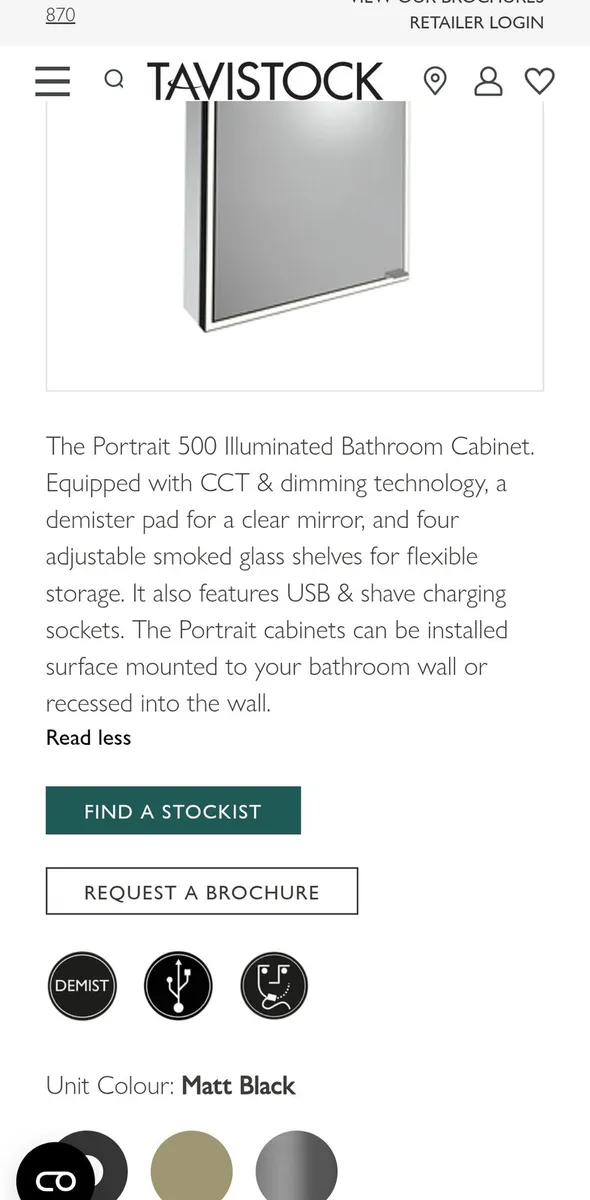 Portrait 500 Illuminated Bathroom Cabinet - Matt B - Image 3