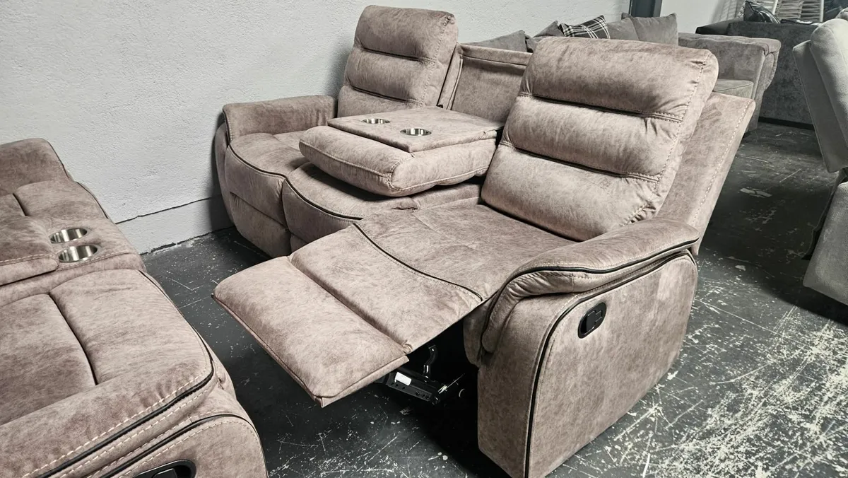 Beige fabric 3+2 reclining (NEW) - Image 1