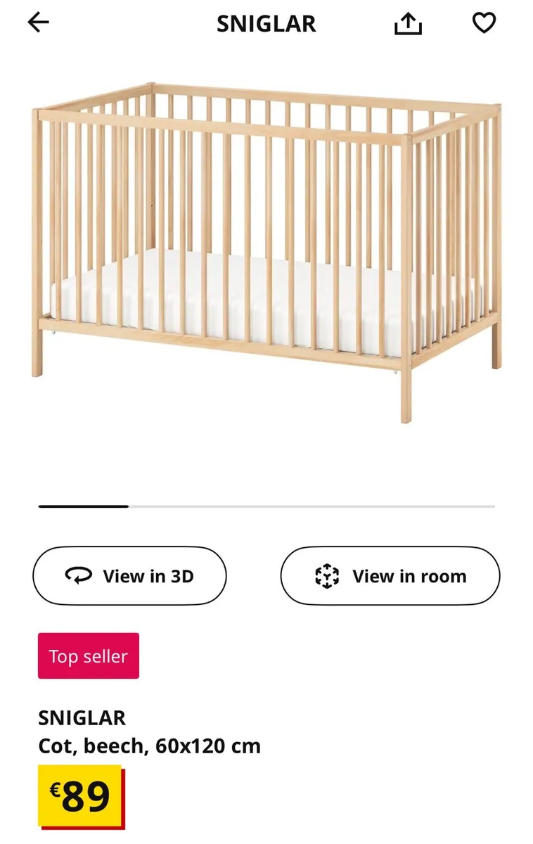 Ikea baby cot and matress - Image 4