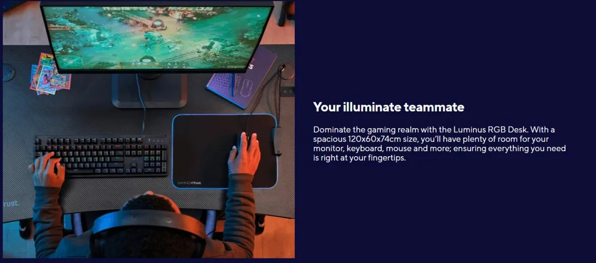 GXT 709 Luminus RGB Gaming Desk Sturdy RGB LED - Image 1