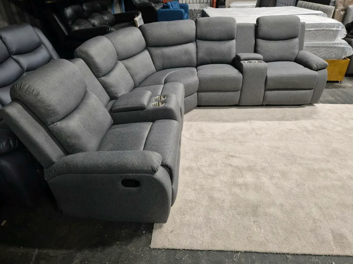 New Stanley Grey Fabric Corner Recliner Sofa - Image 3