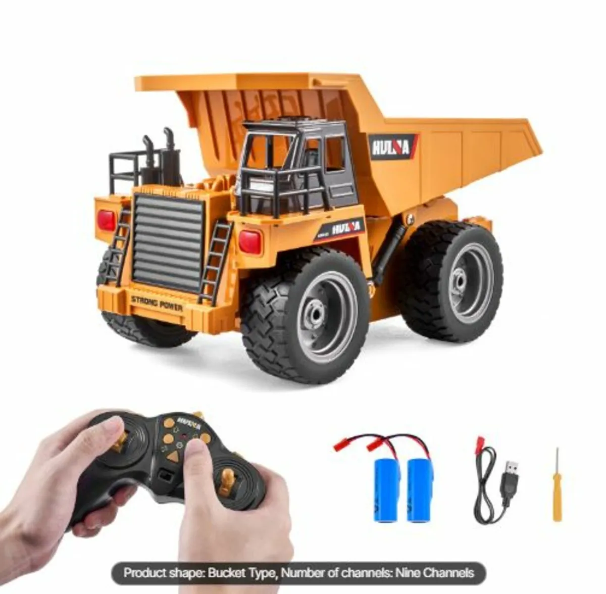 RC Dump Truck Toy, 9-Channel 1:18 Scale, Remote - Image 1