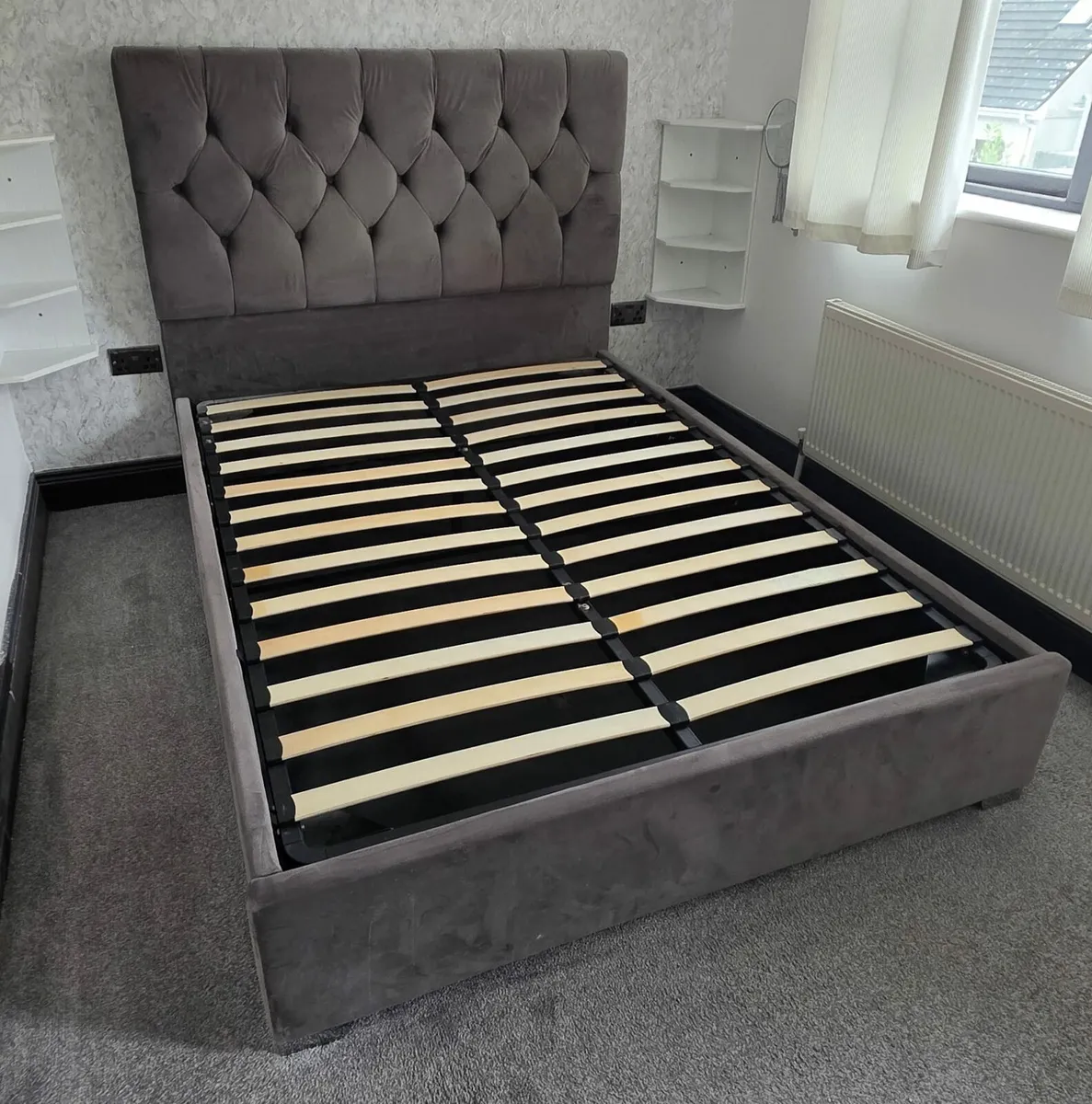 King BED with headboard and storage - Image 1