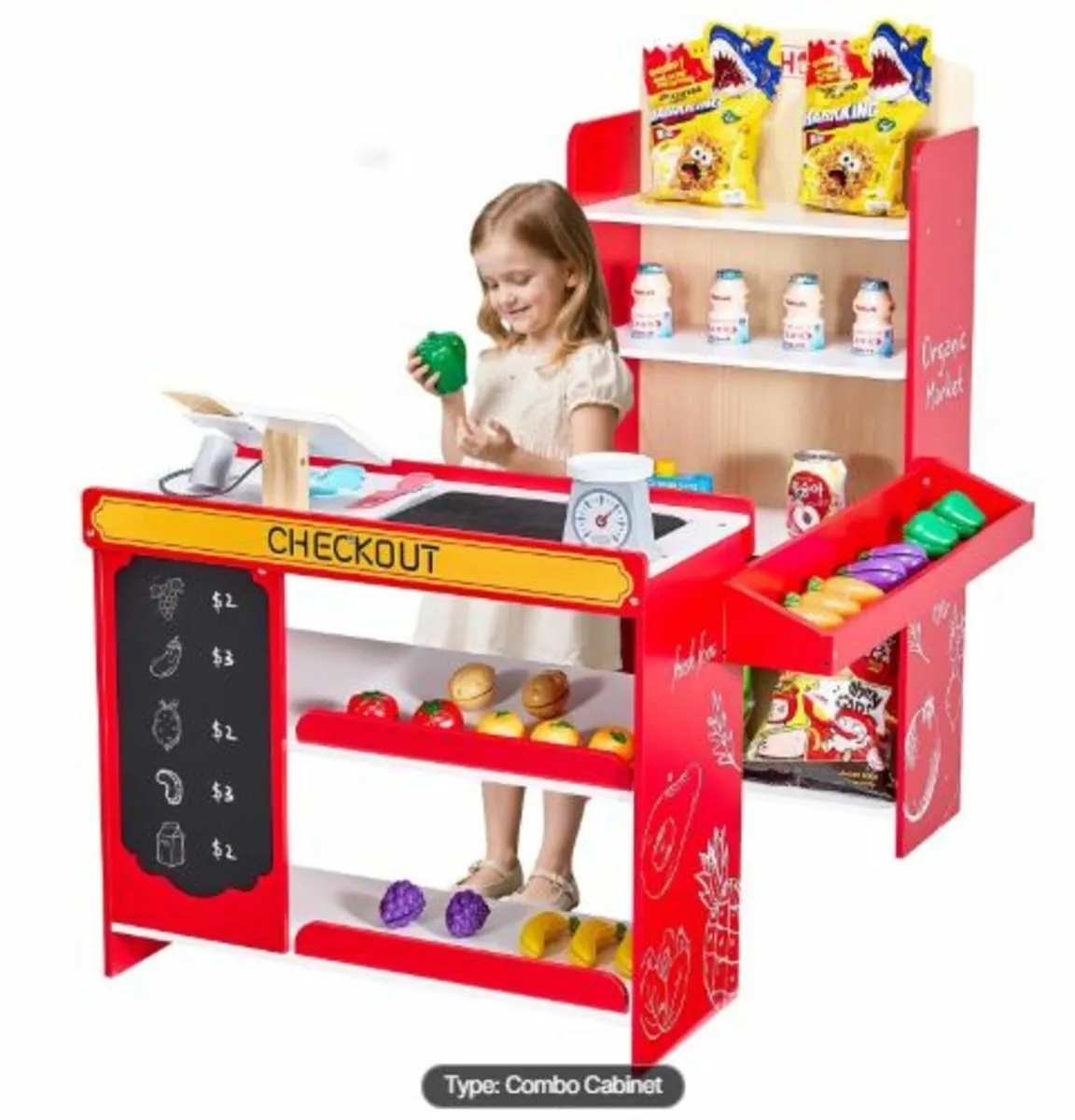 Kids Grocery Store Playset, Wooden Play Store - Image 1
