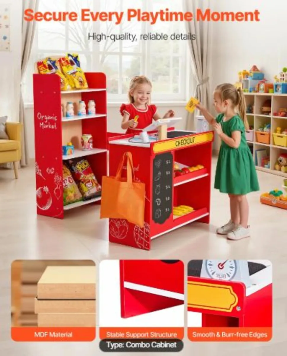 Kids Grocery Store Playset, Wooden Play Store - Image 4