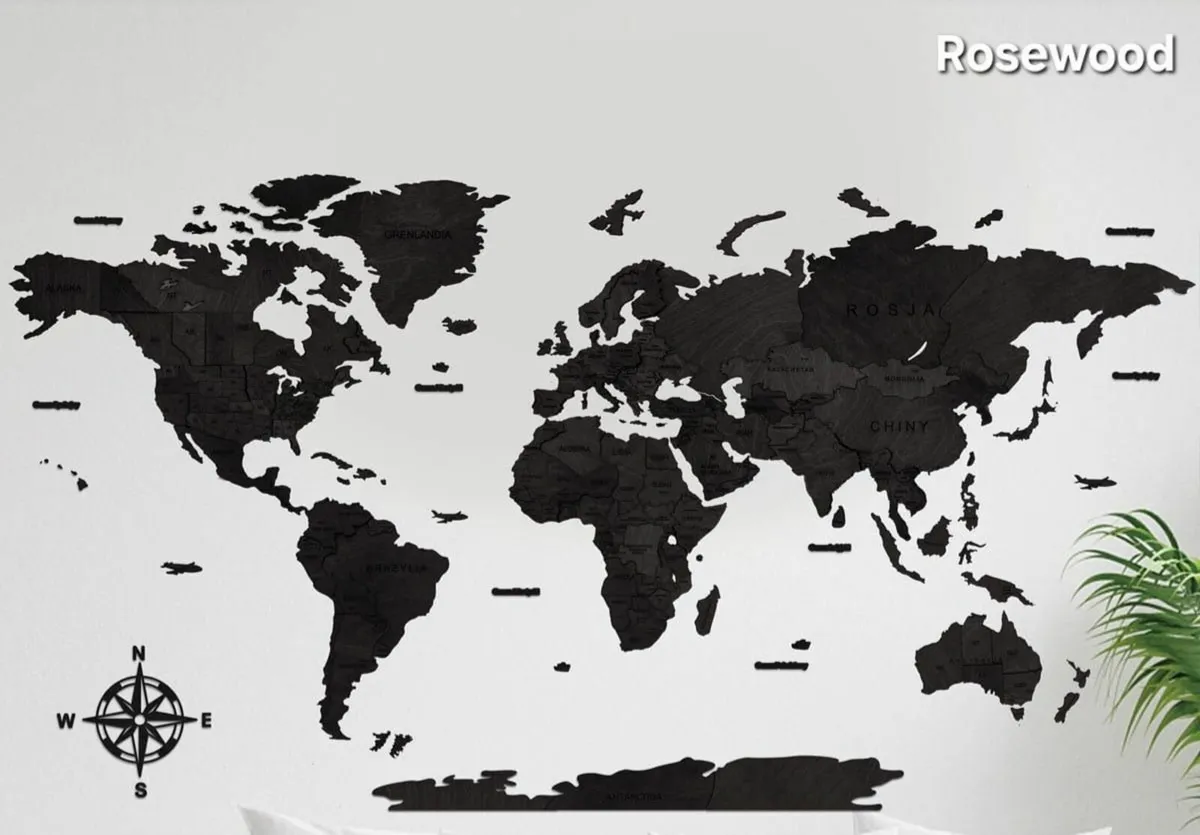 3D Effect Classic Wooden World Map - Image 2