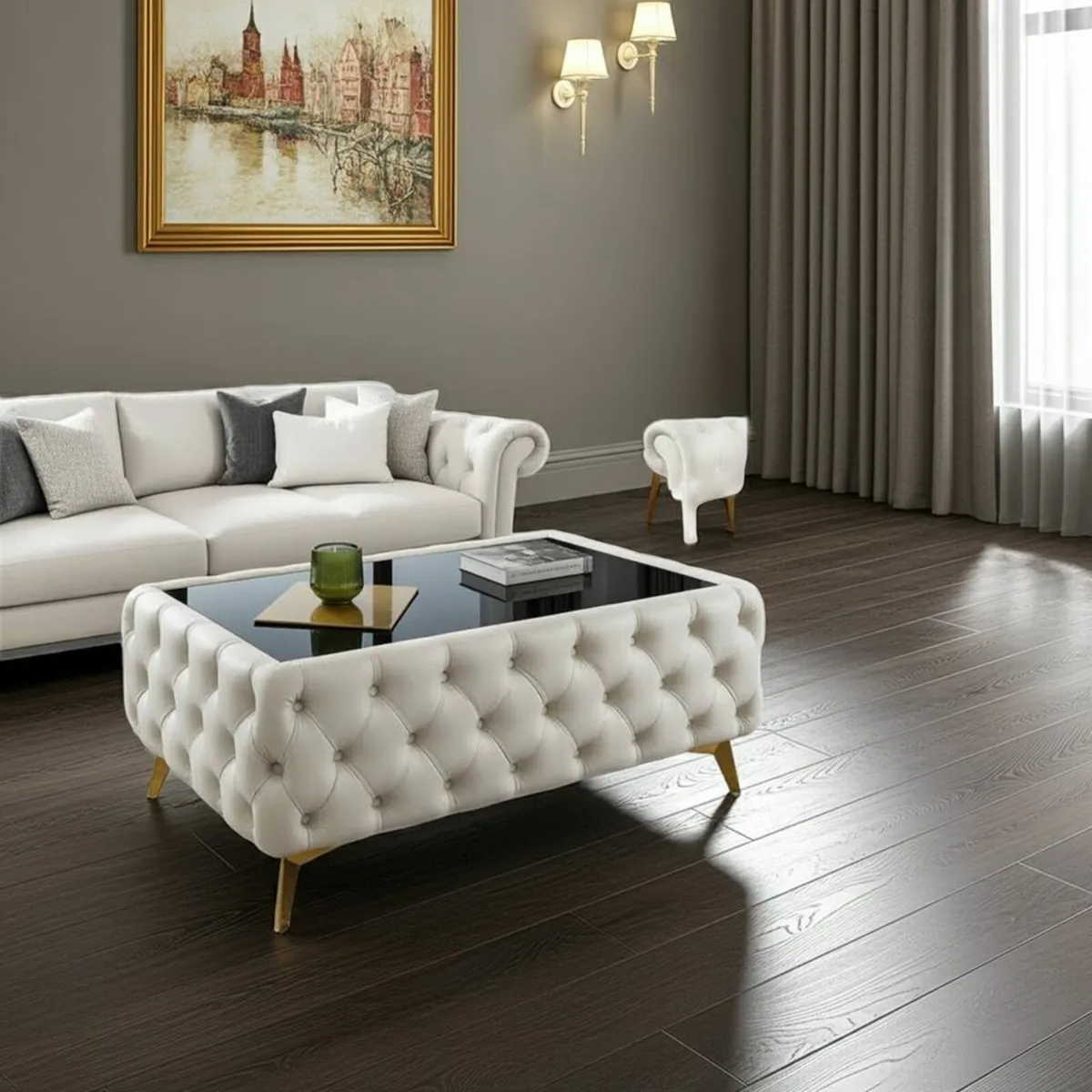 Chesterfield Coffee Table Velvet Rectangle 83x63 - Image 4