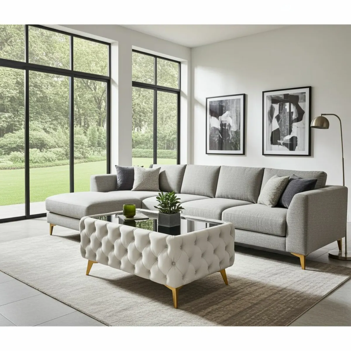 Chesterfield Coffee Table Velvet Rectangle 83x63 - Image 2