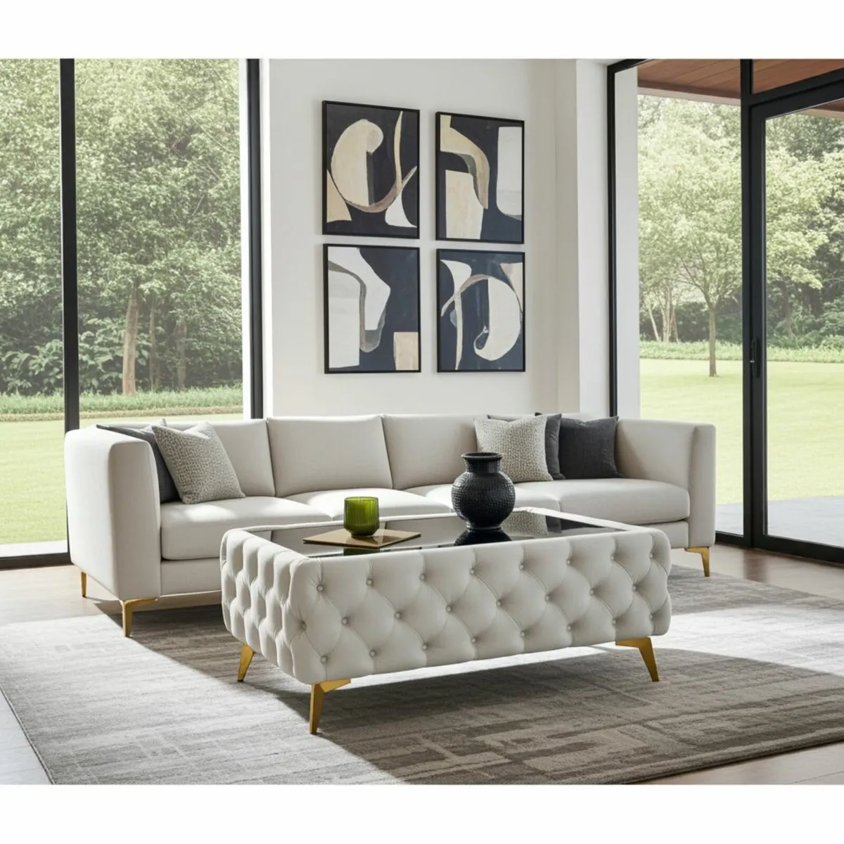 Chesterfield Coffee Table Velvet Rectangle 83x63 - Image 1