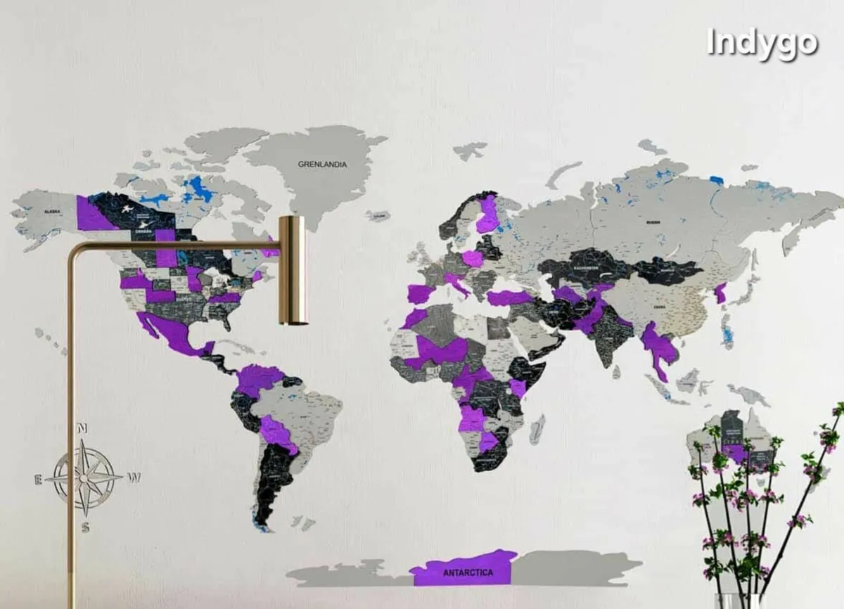 Premium Wooden World Map 3D Effect - Image 3