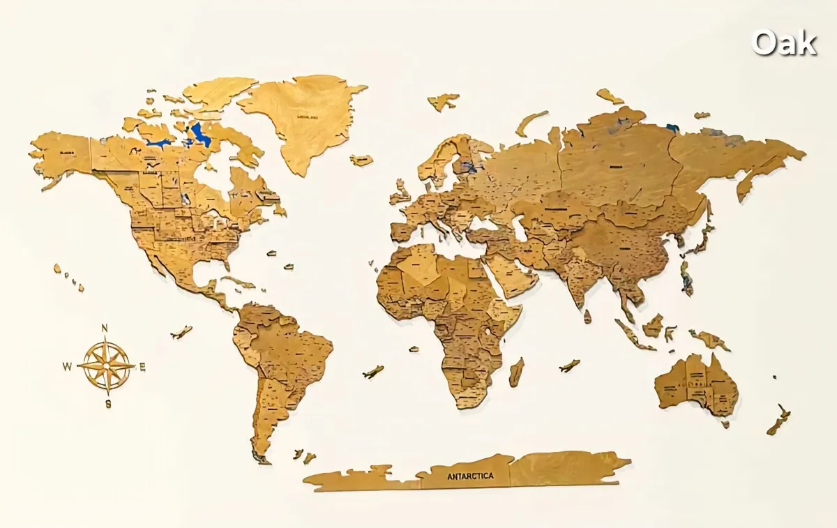 Premium Wooden World Map 3D Effect - Image 4