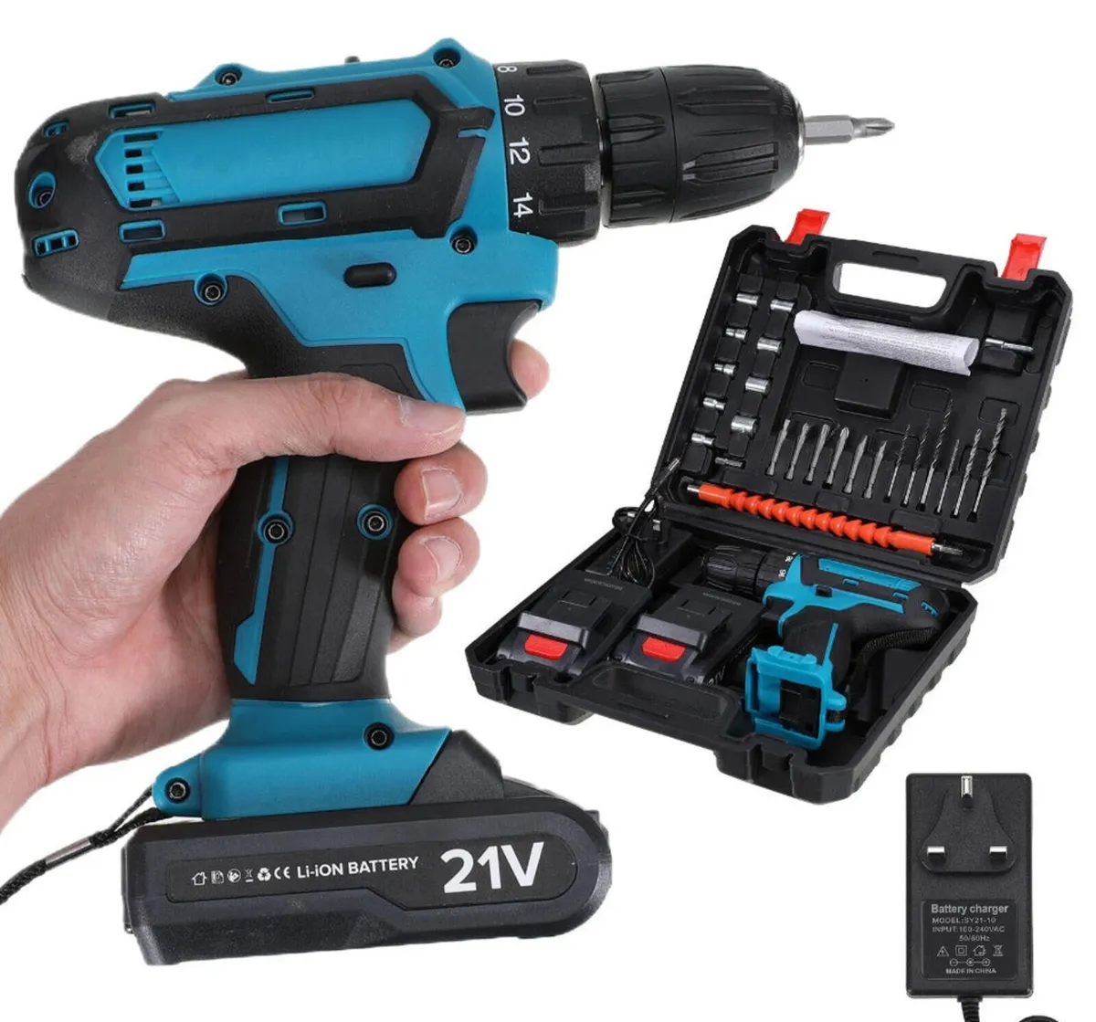 NEW 21V Cordless Drill Combi Screwdriver 2xbattery - Image 1