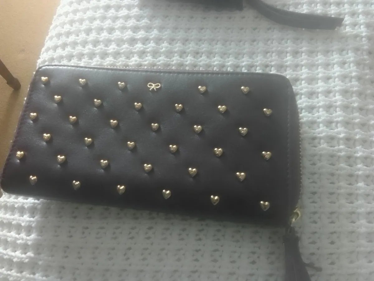 ANYA HINDMARSH BURGUNDY GOLD HEART PURSE - Image 1