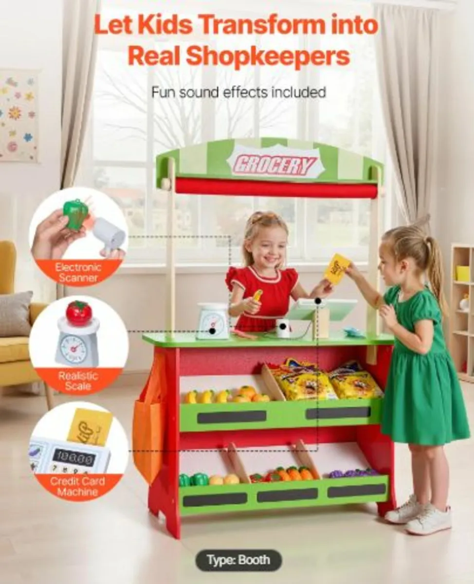 Wooden Puppet Theater with Curtains, 2-in-1 - Image 3