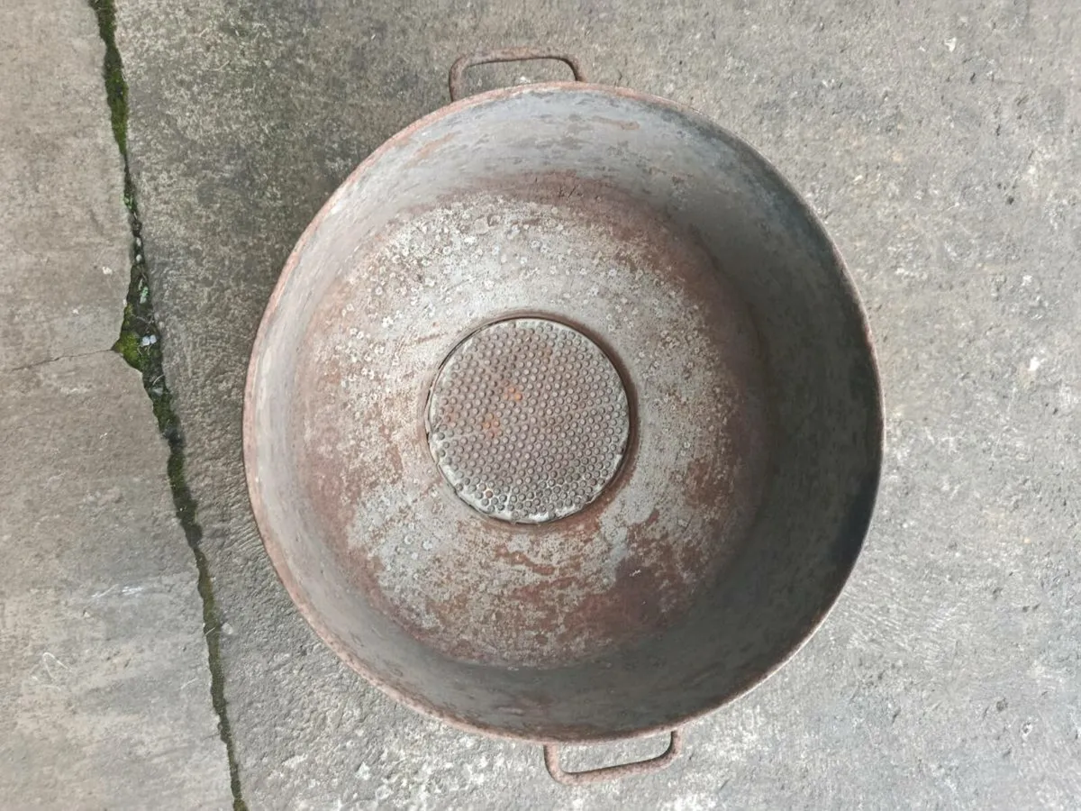 Vintage stainless steel milk strainer - Image 1