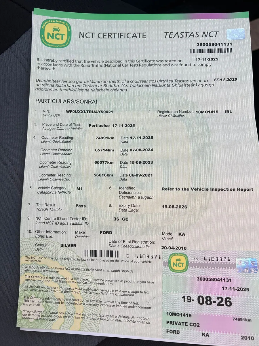 Ford KA 2010 1.2 Petrol new nct 8/26 low km - Image 4