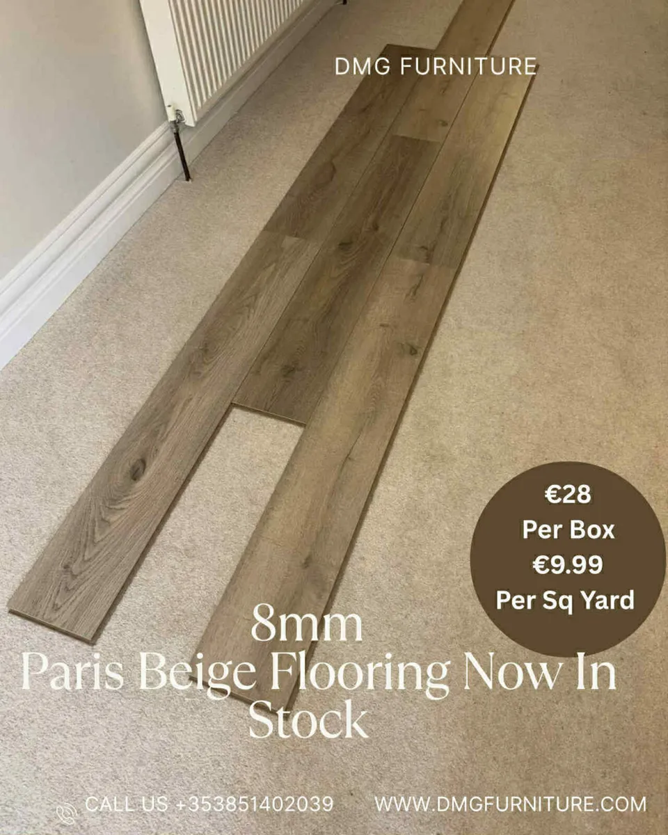 New 8mm Paris Beige Laminated Click Flooring - Image 1