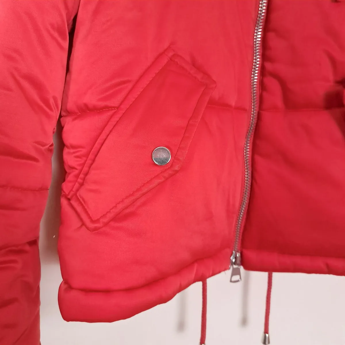 Topshop Bright Red Puffer Jacket Hooded 8UK/36EU - Image 4