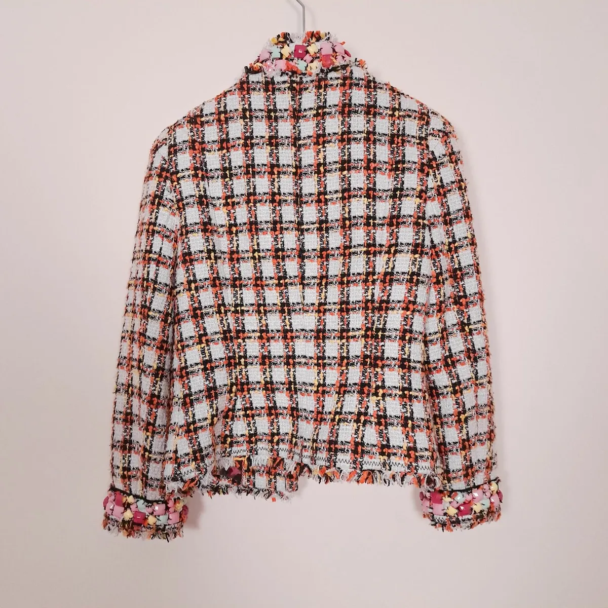 Next Orange White Tweed Jacket Boucle Blazer 10UK - Image 4