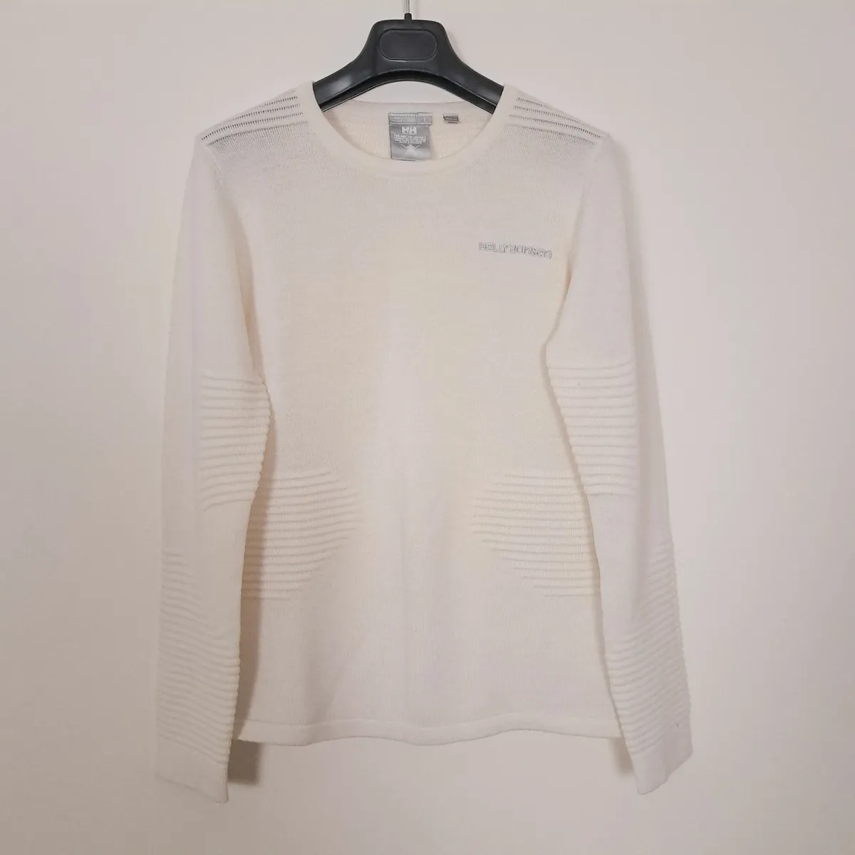 Cream White Crew Neck Jumper Slim Fit Mens M/L - Image 1