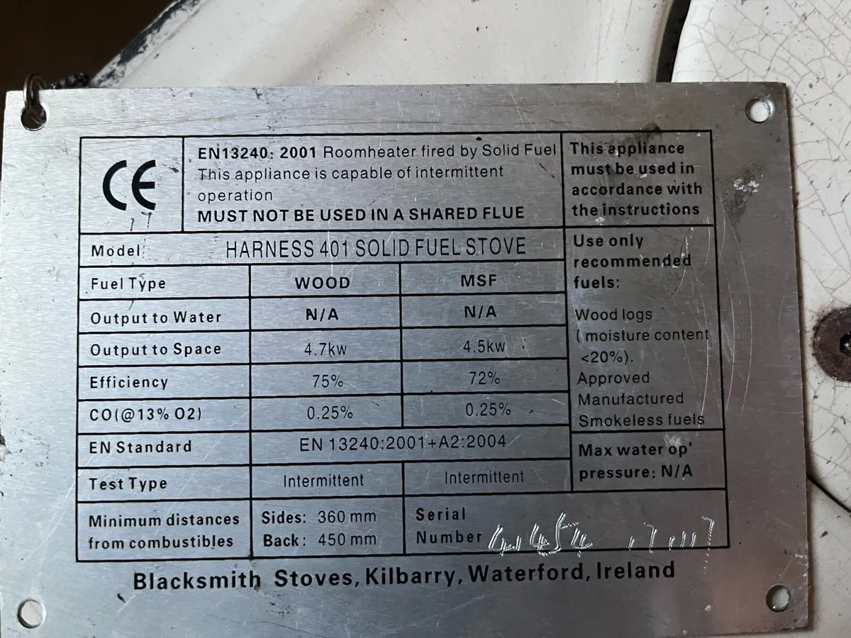 Harness 401 solid fuel stove - Image 2
