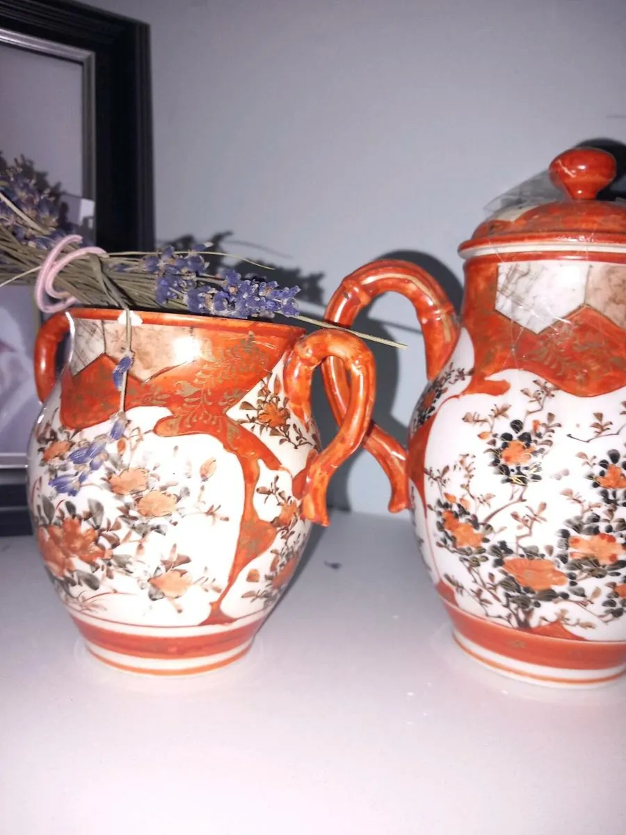 Japanese kutani porcelain tea pots - Image 4