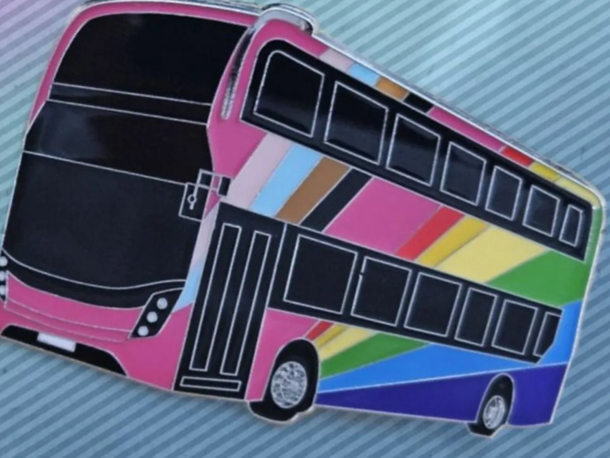 Rainbow Bus Badge : Brooch: Tie pin, Free Post - Image 3