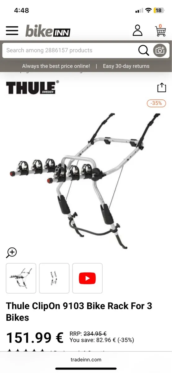 Thule Clip On Bike Rack - Image 1