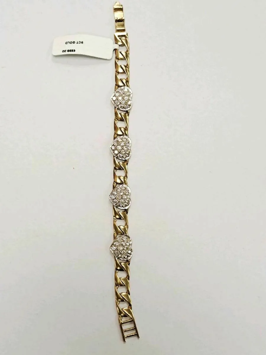 9K Gold Hearted Bracelet 9CT - Image 2