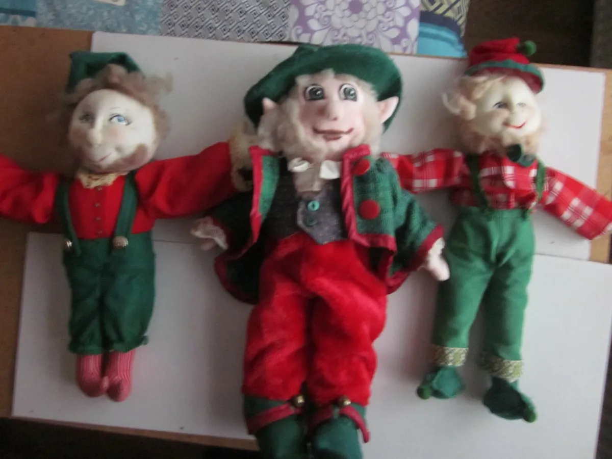 Christmas Elf OOAK Handmade Cloth Art Dolls - Image 1