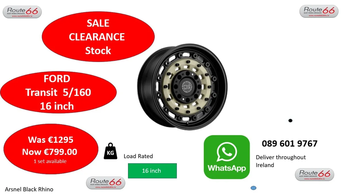 Ford Transit Black Rhino 16 ins alloy wheels - Image 1