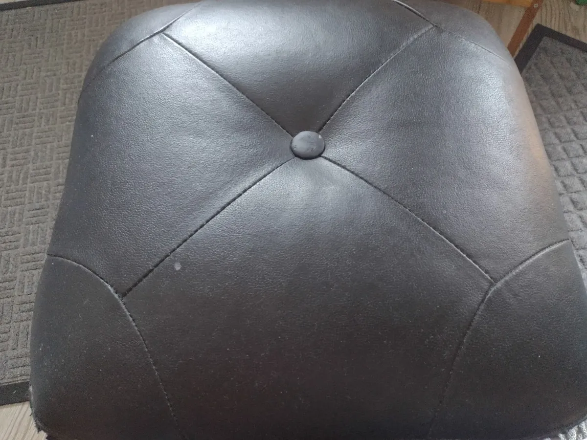 Black leather cube stool or footrest - Image 1