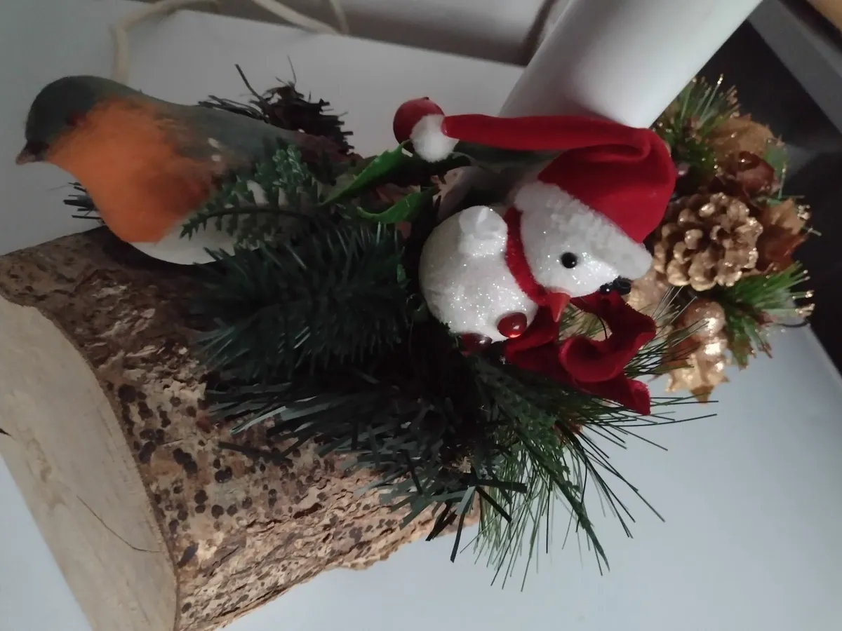 Large Christmas wooden log electric candle - Image 4