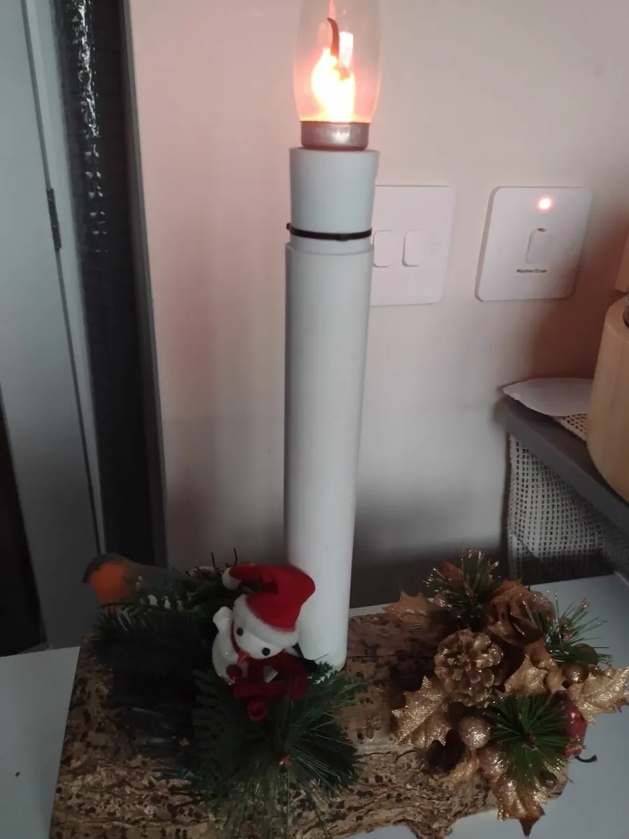 Large Christmas wooden log electric candle - Image 1