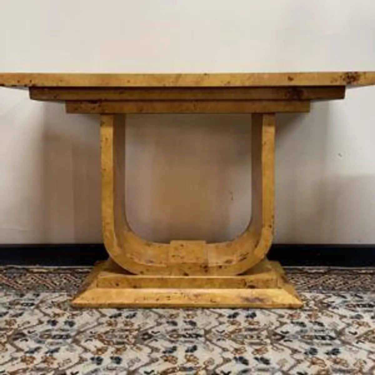 Art Deco Style Walnut Burl Console Table - Image 1