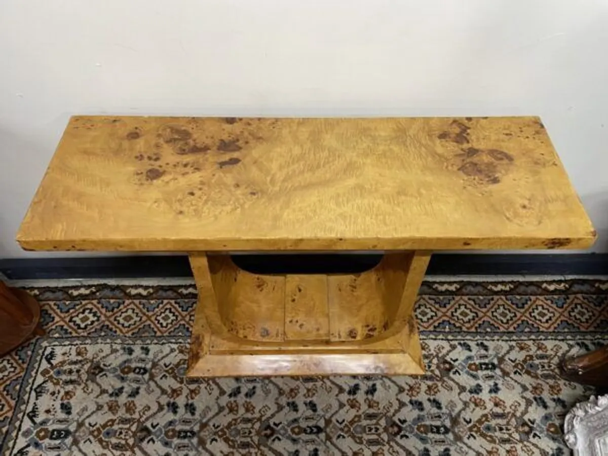 Art Deco Style Walnut Burl Console Table - Image 4