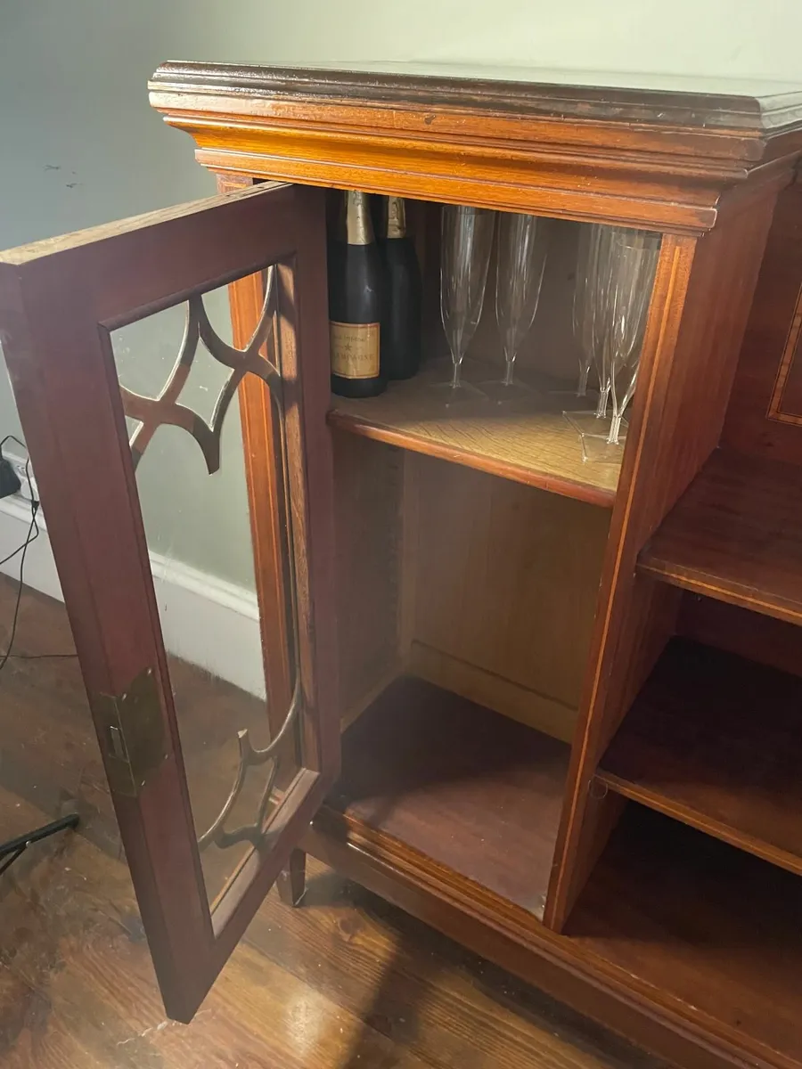 Vintage Mahogany Inlaid Bookcase Sideboard - Image 4
