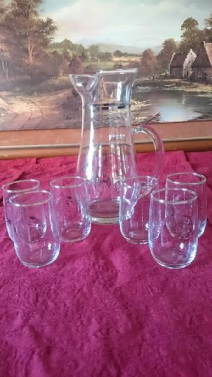 7Pc. 25th Silver Anniversary Pitcher & Glasses Set - Image 3
